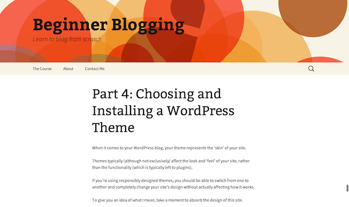 Beginner Blogging (Twenty Thirteen Theme)