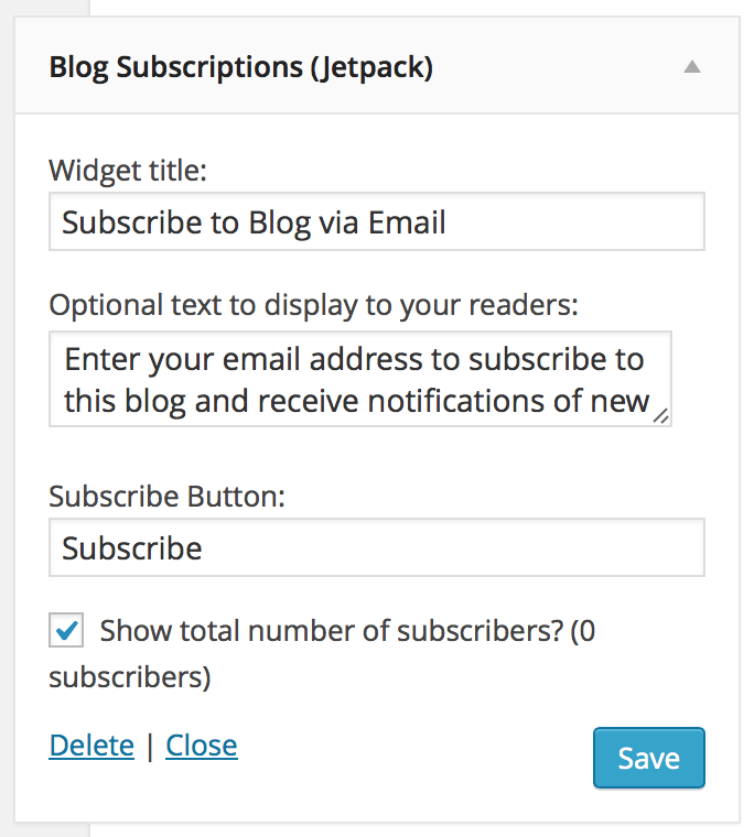 Blog Subscriptions Widget